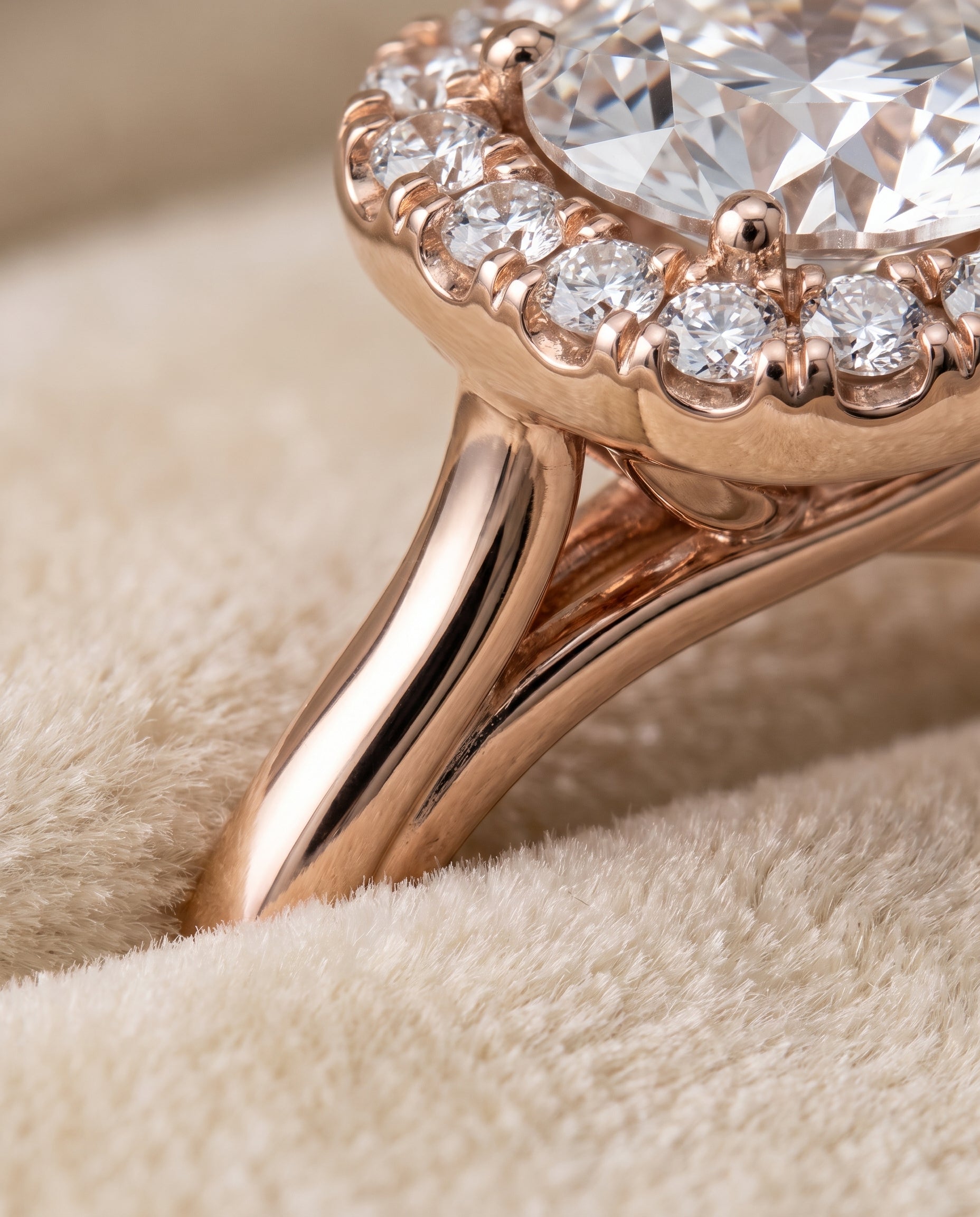 14K Rose Gold band of The Amy round engagement ring setting | RockHer
