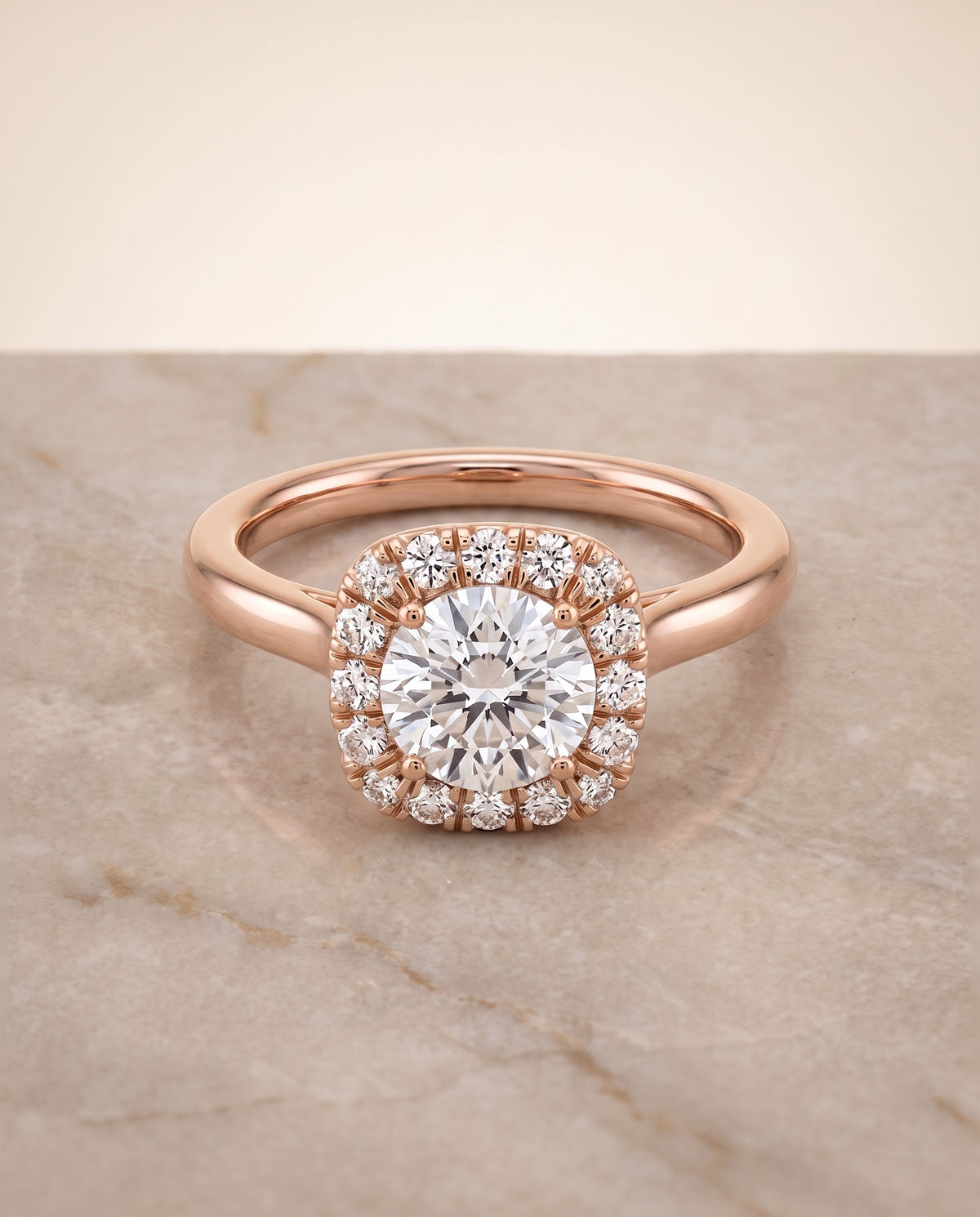 The Amy round engagement ring setting in 14K Rose Gold | RockHer