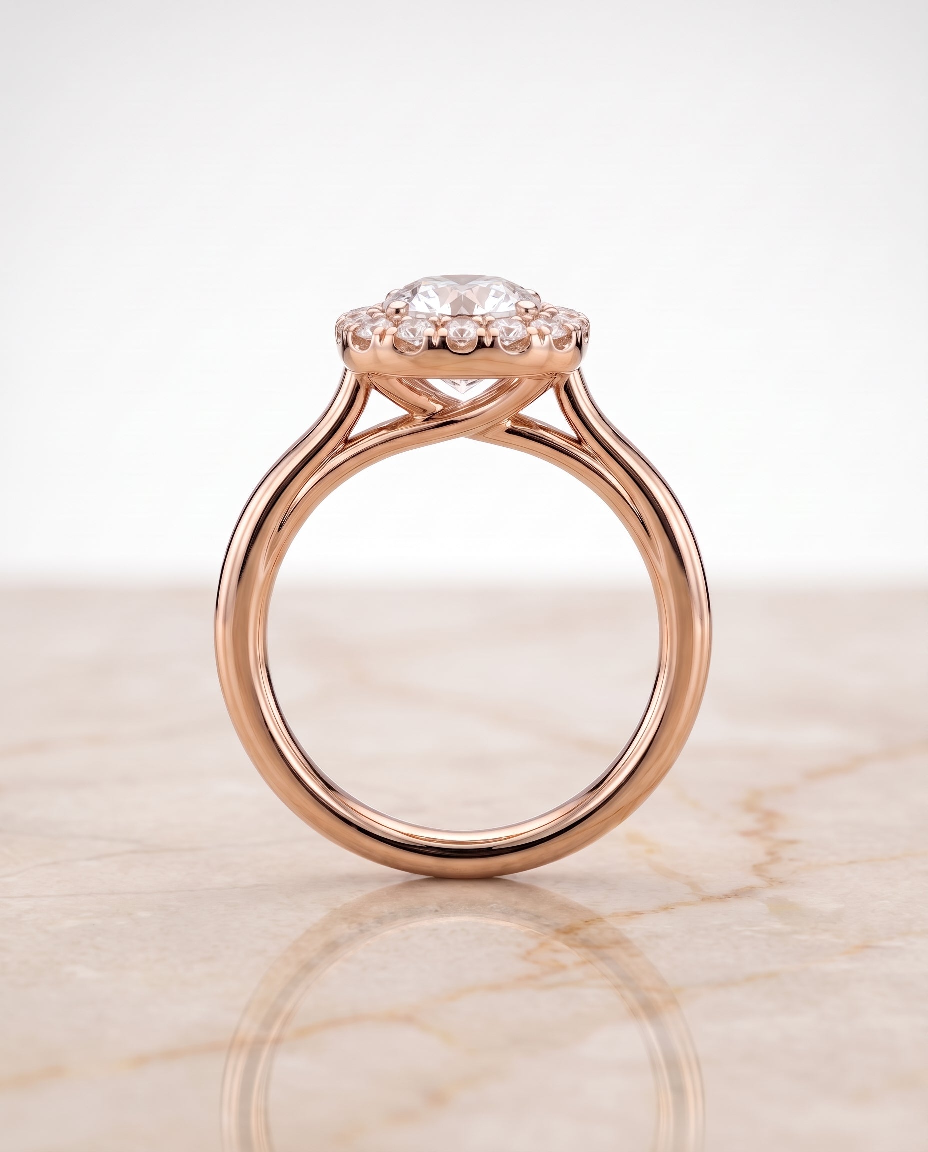 The Amy setting for round diamonds, made to order in 14K Rose Gold | RockHer