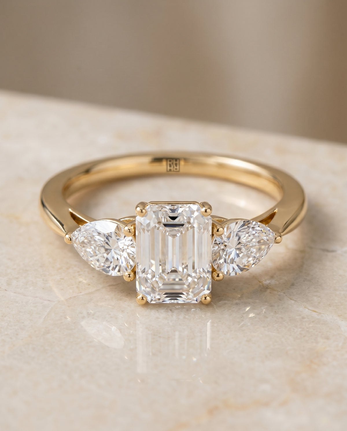 The Angelica emerald engagement ring setting in 18K Yellow Gold | RockHer