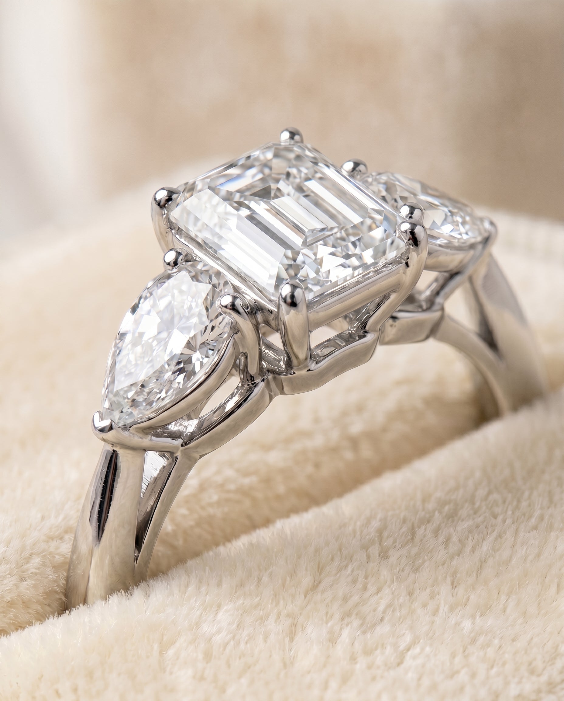 Platinum band of The Angelica emerald engagement ring setting | RockHer