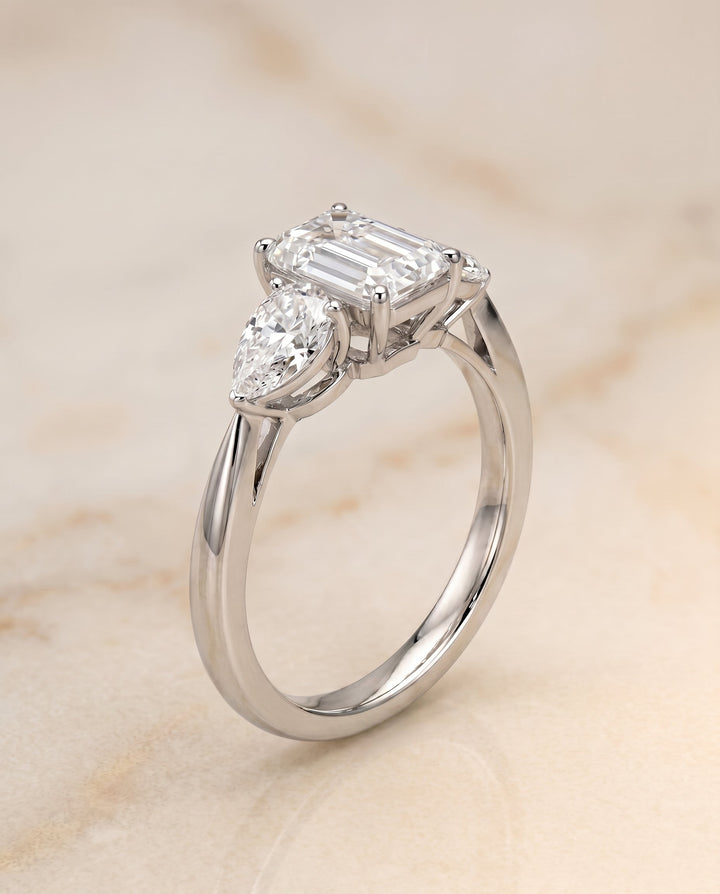 The Angelica Select Three Stone Engagement Ring with Lab Diamond in Platinum - view 2