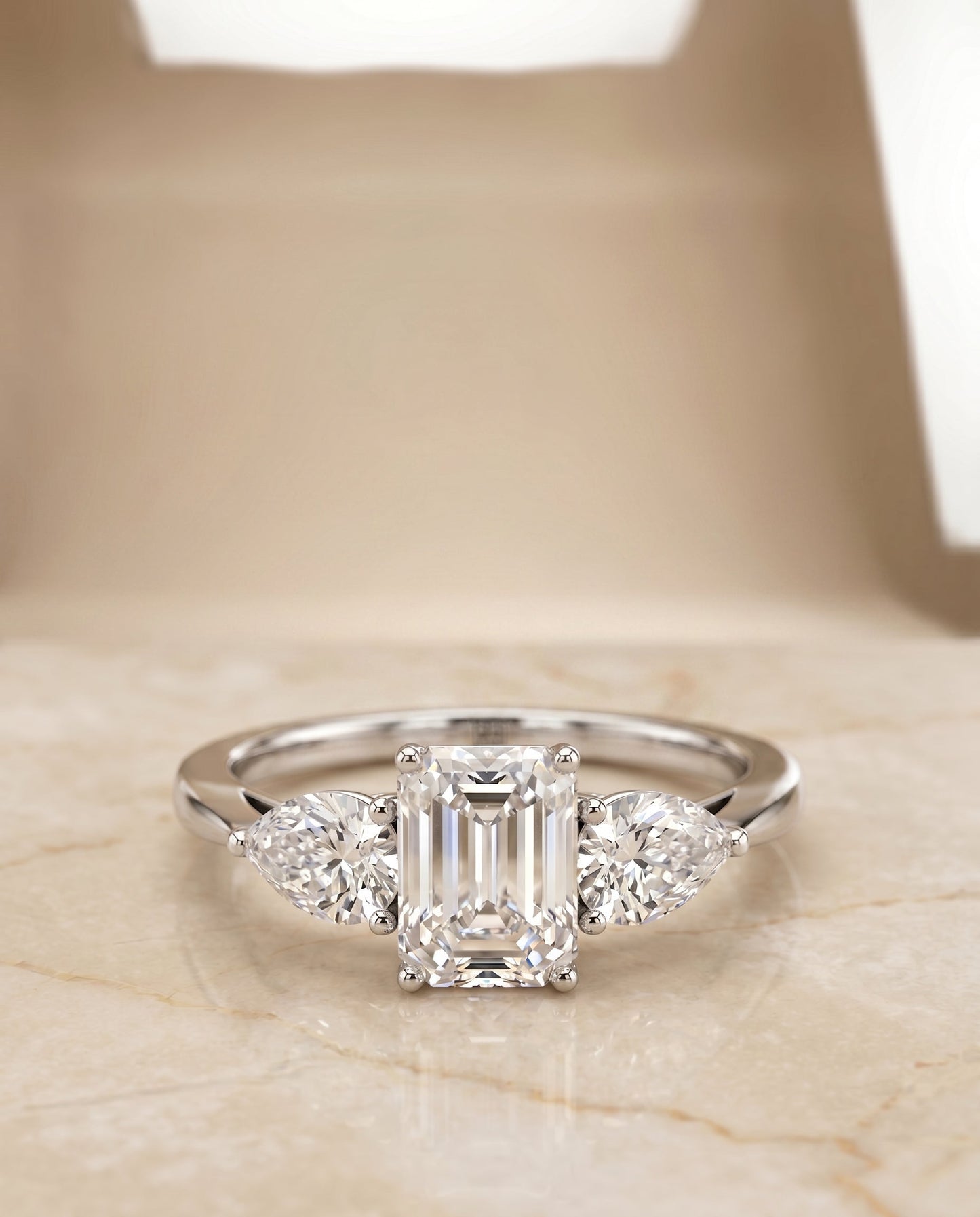 The Angelica Select Three Stone Engagement Ring with Lab Diamond in Platinum - view 1