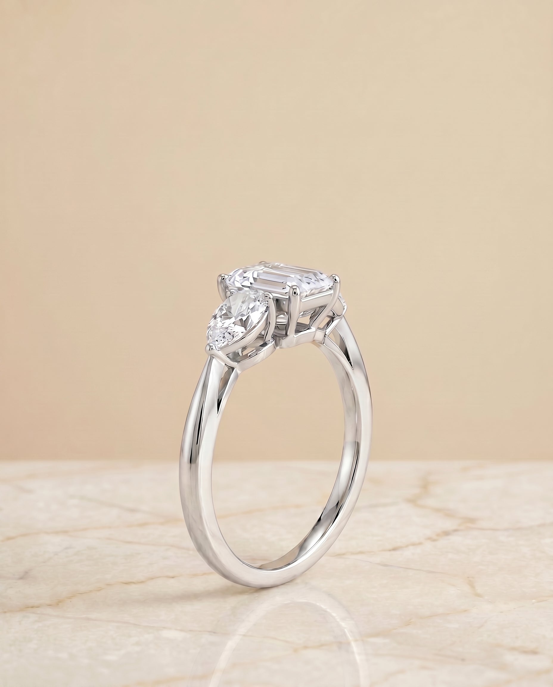 The Angelica setting for emerald diamonds, made to order in Platinum | RockHer