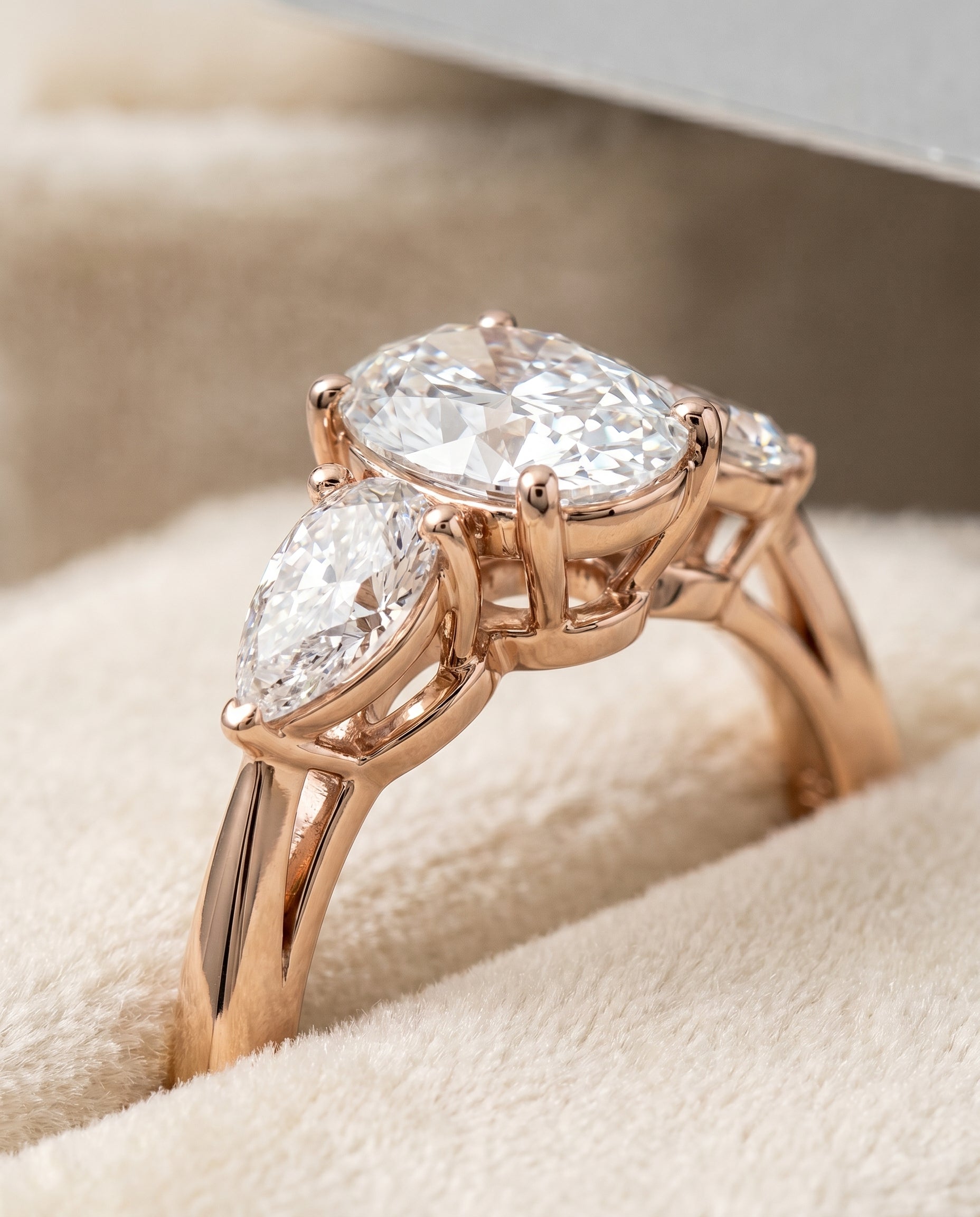 14K Rose Gold band of The Angelica oval engagement ring setting | RockHer