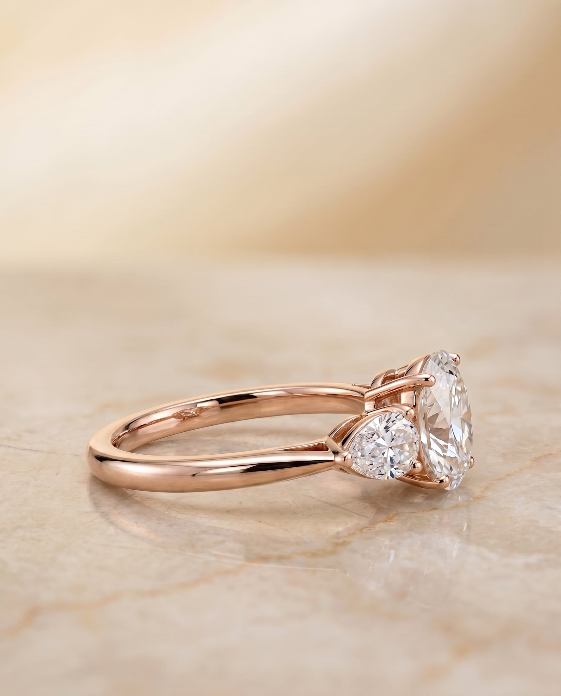The Angelica setting for oval diamonds, made to order in 14K Rose Gold | RockHer