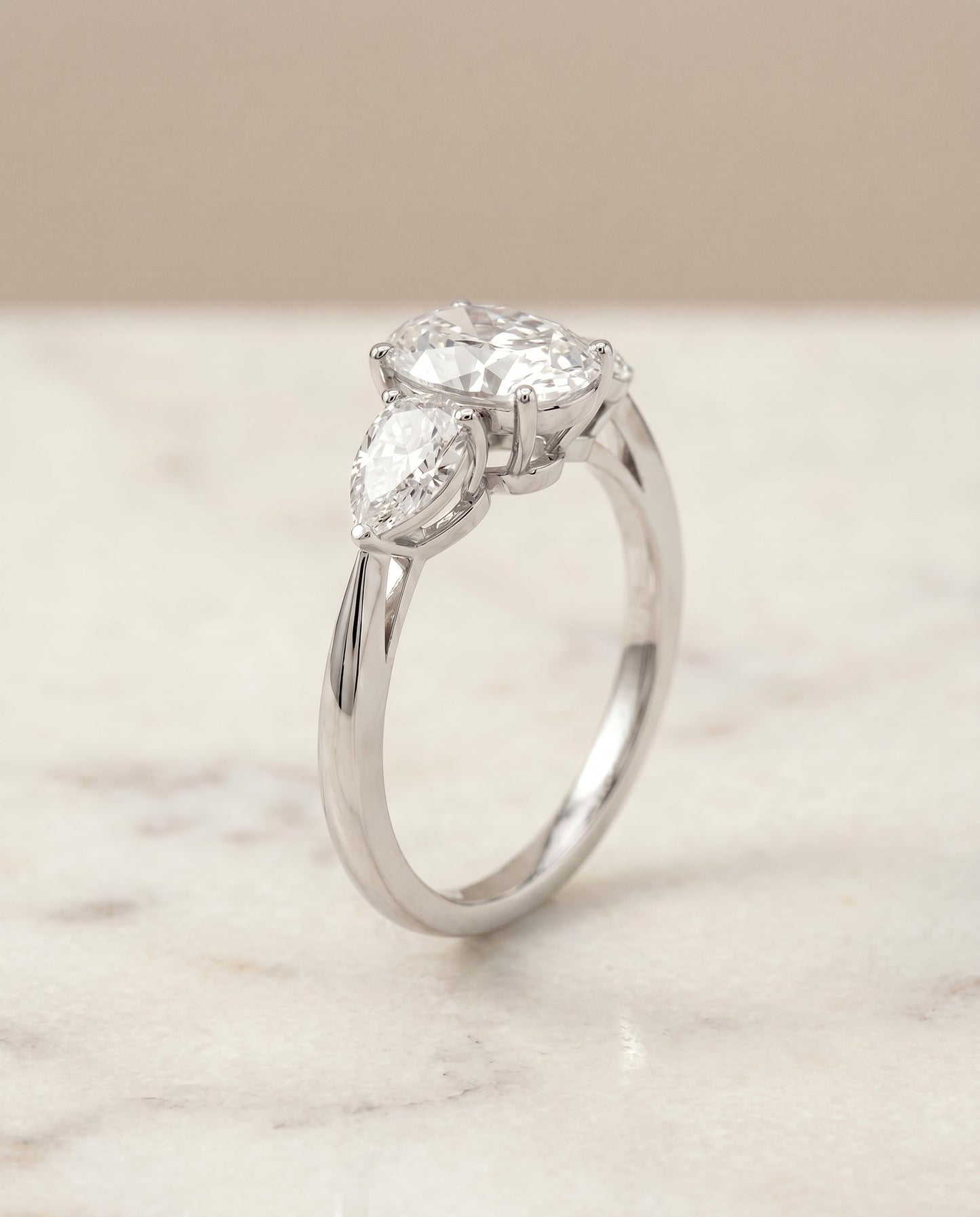 The Angelica Select Three Stone Engagement Ring with Lab Diamond in Platinum - view 2