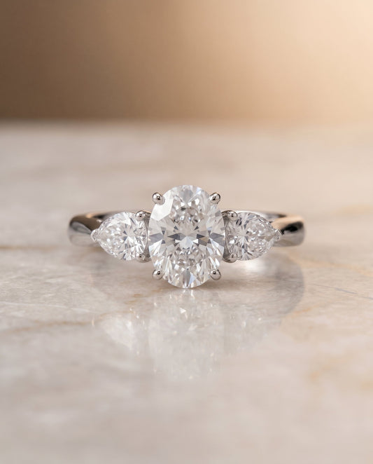 The Angelica Select Three Stone Engagement Ring with Lab Diamond in Platinum - view 1