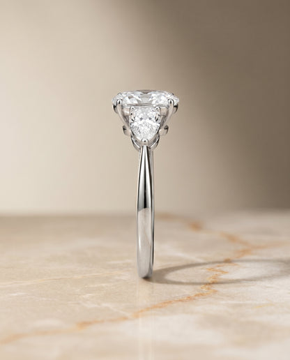 The Angelica Three Stone Matched Oval Engagement Ring Setting in Platinum
