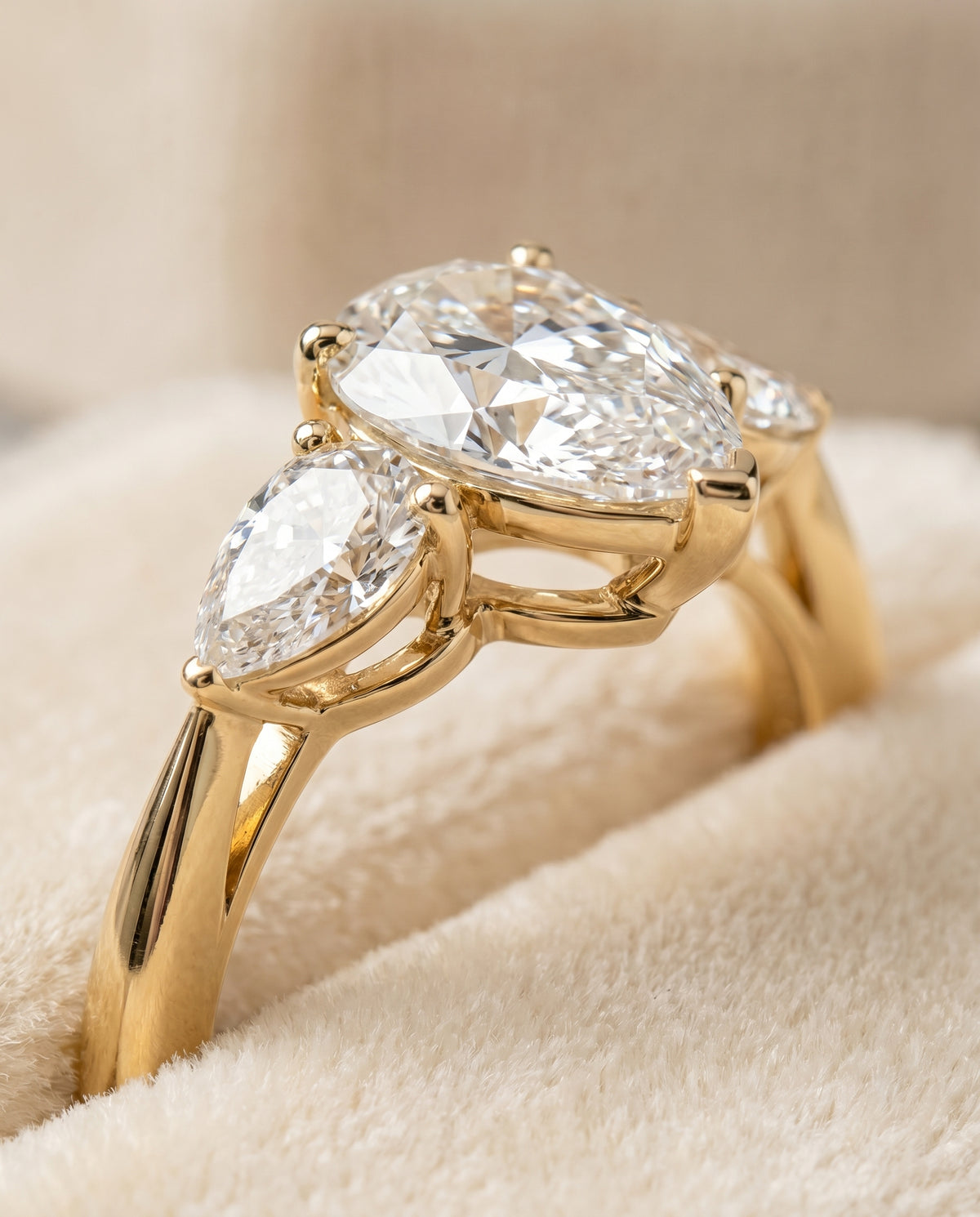 18K Yellow Gold band of The Angelica pear engagement ring setting | RockHer