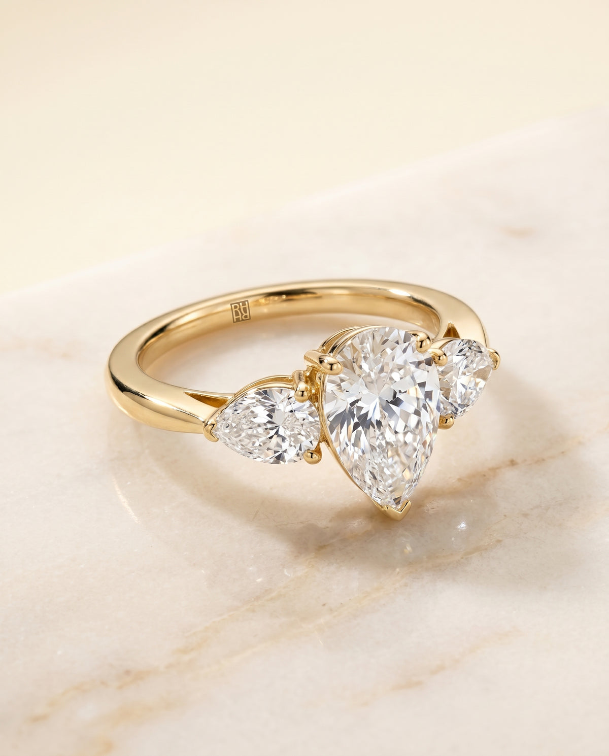 The Angelica pear engagement ring setting in 18K Yellow Gold | RockHer
