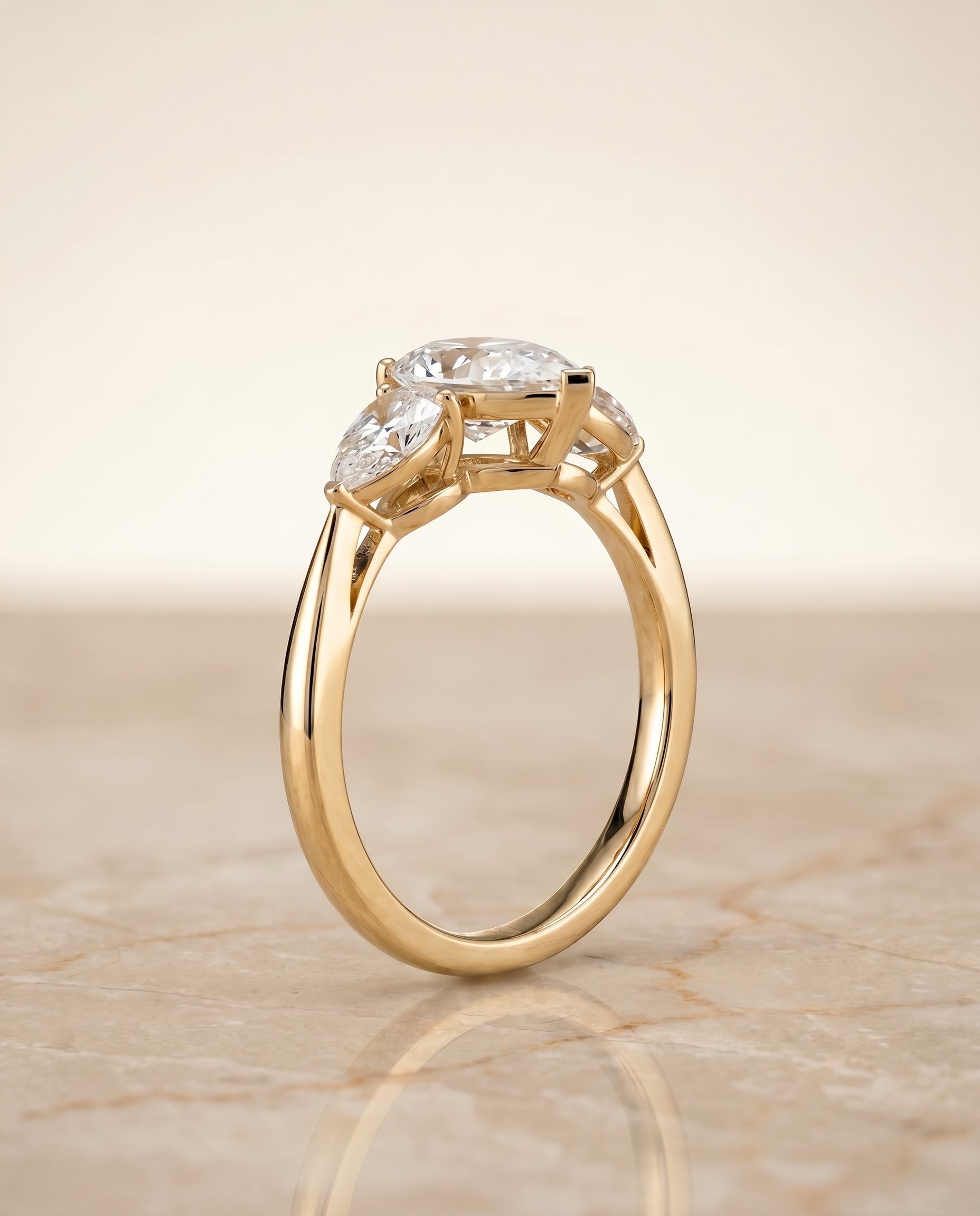 The Angelica setting for pear diamonds, made to order in 18K Yellow Gold | RockHer