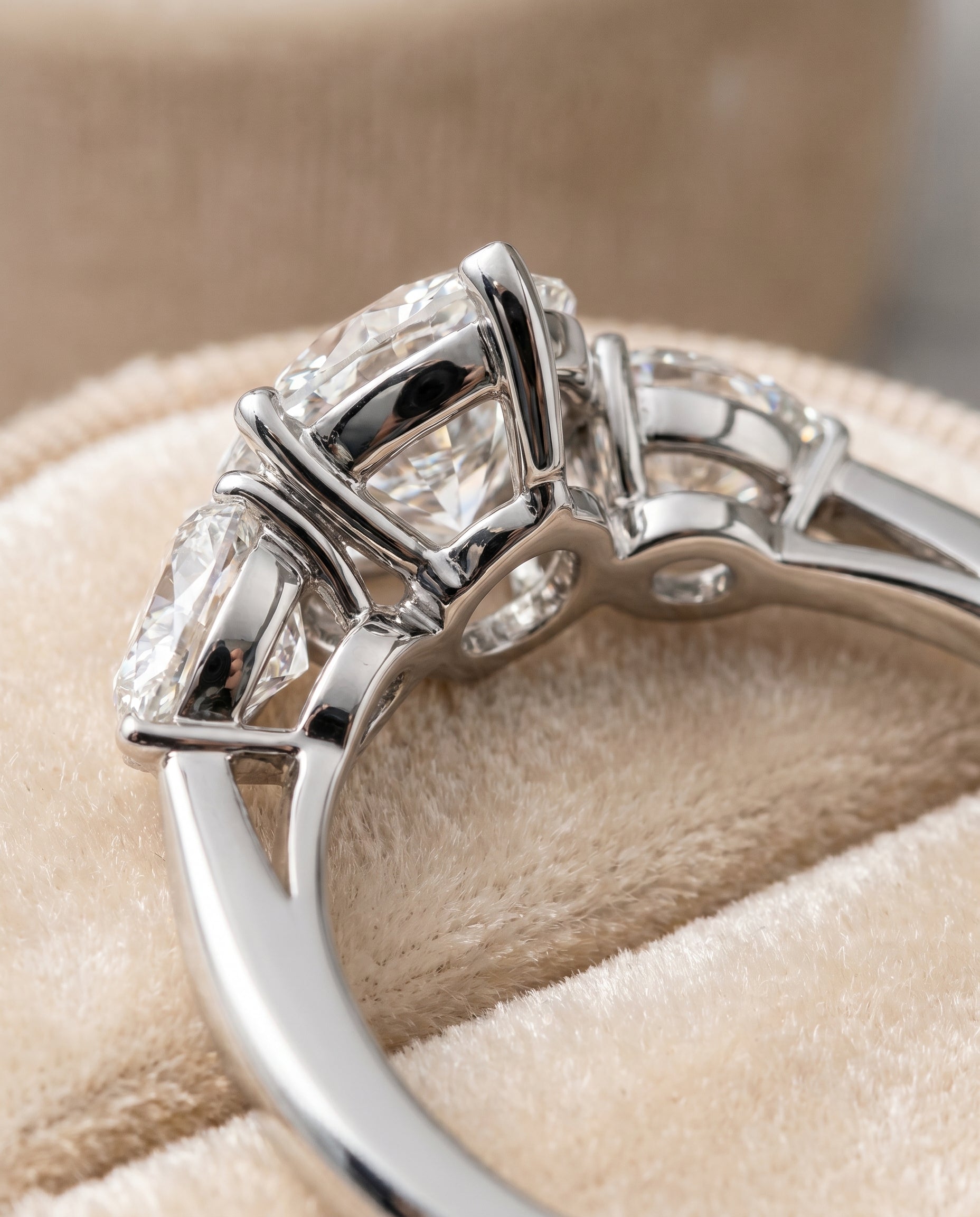Platinum band of The Angelica pear engagement ring setting | RockHer