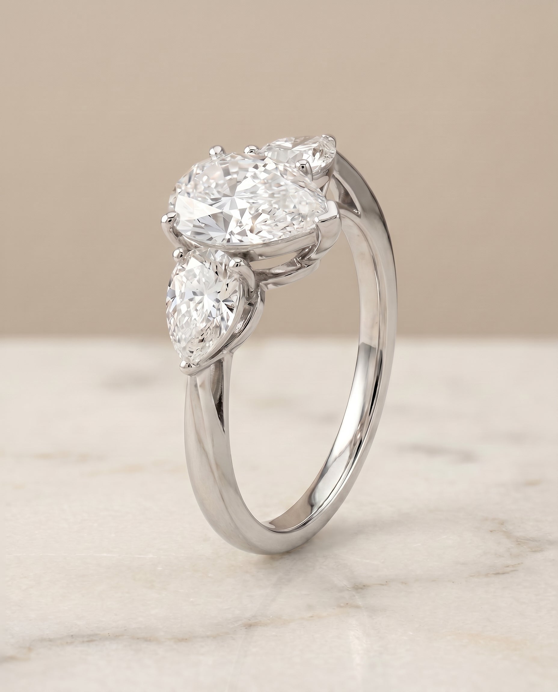 The Angelica setting for pear diamonds, made to order in Platinum | RockHer