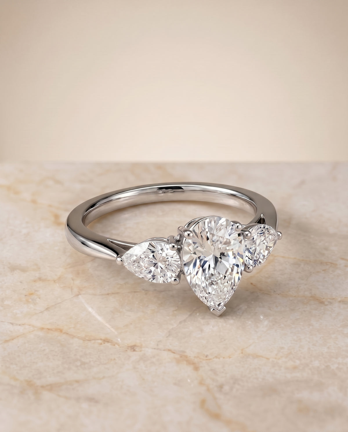 The Angelica pear engagement ring setting in Platinum | RockHer