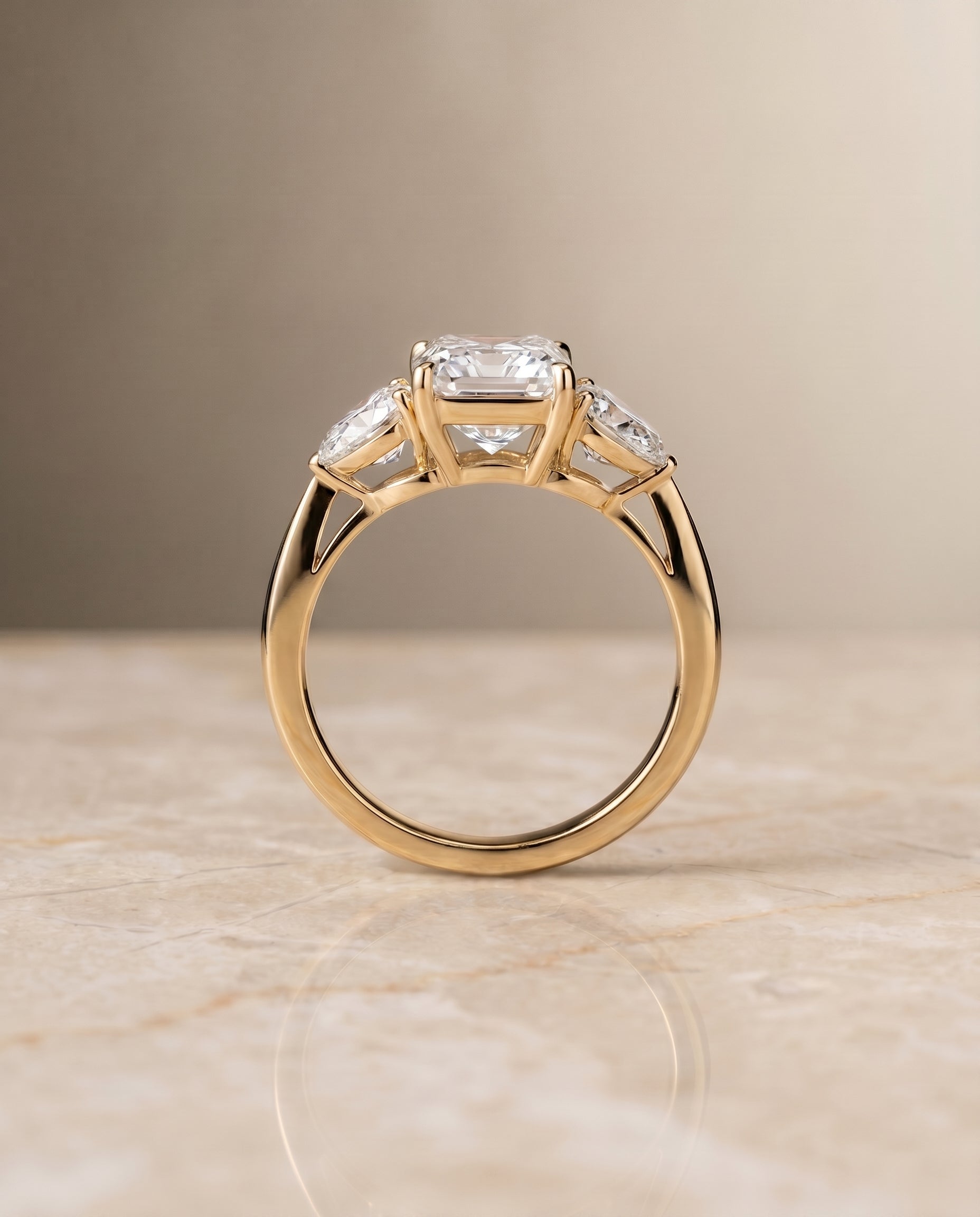 The Angelica setting for radiant diamonds, made to order in 18K Yellow Gold | RockHer