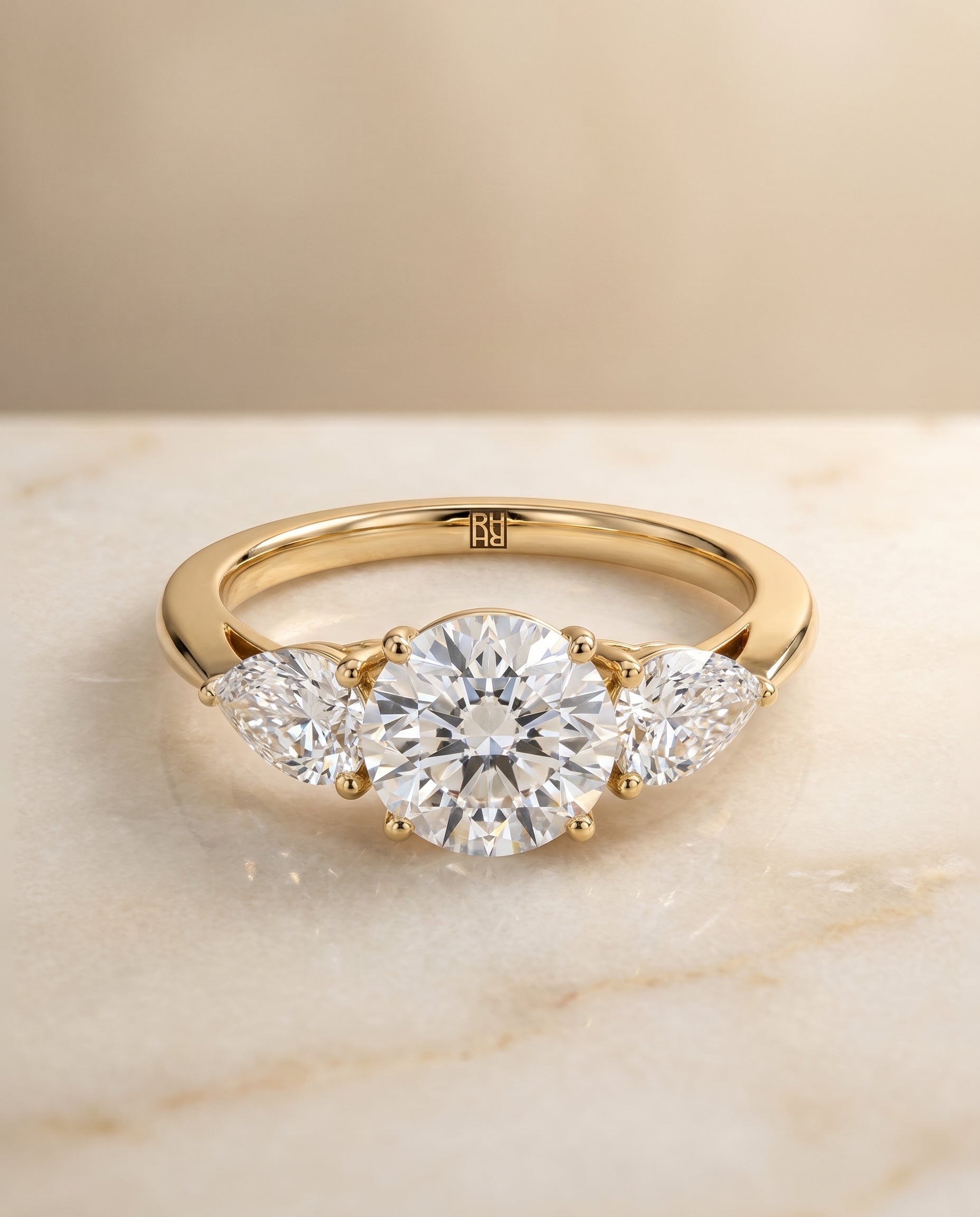 The Angelica setting for round diamonds, made to order in 18K Yellow Gold | RockHer