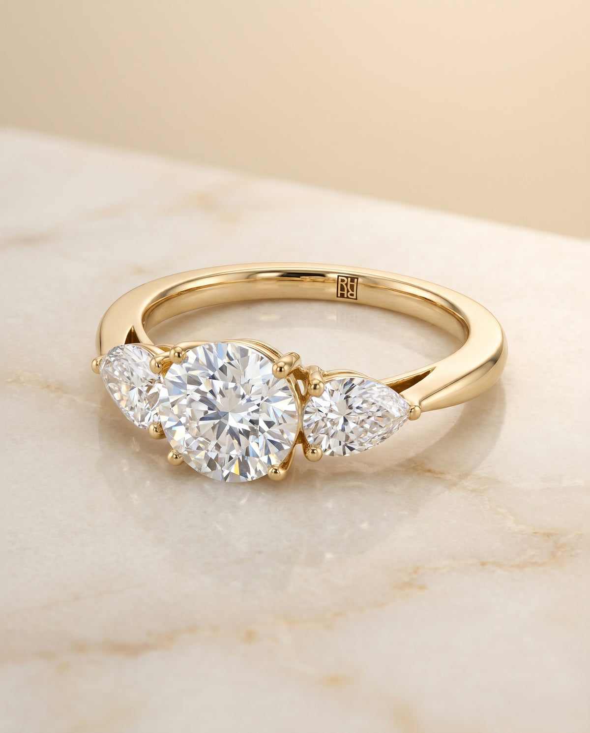 The Angelica round engagement ring setting in 18K Yellow Gold | RockHer