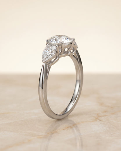 The Angelica Three Stone Matched Round Engagement Ring Setting in Platinum