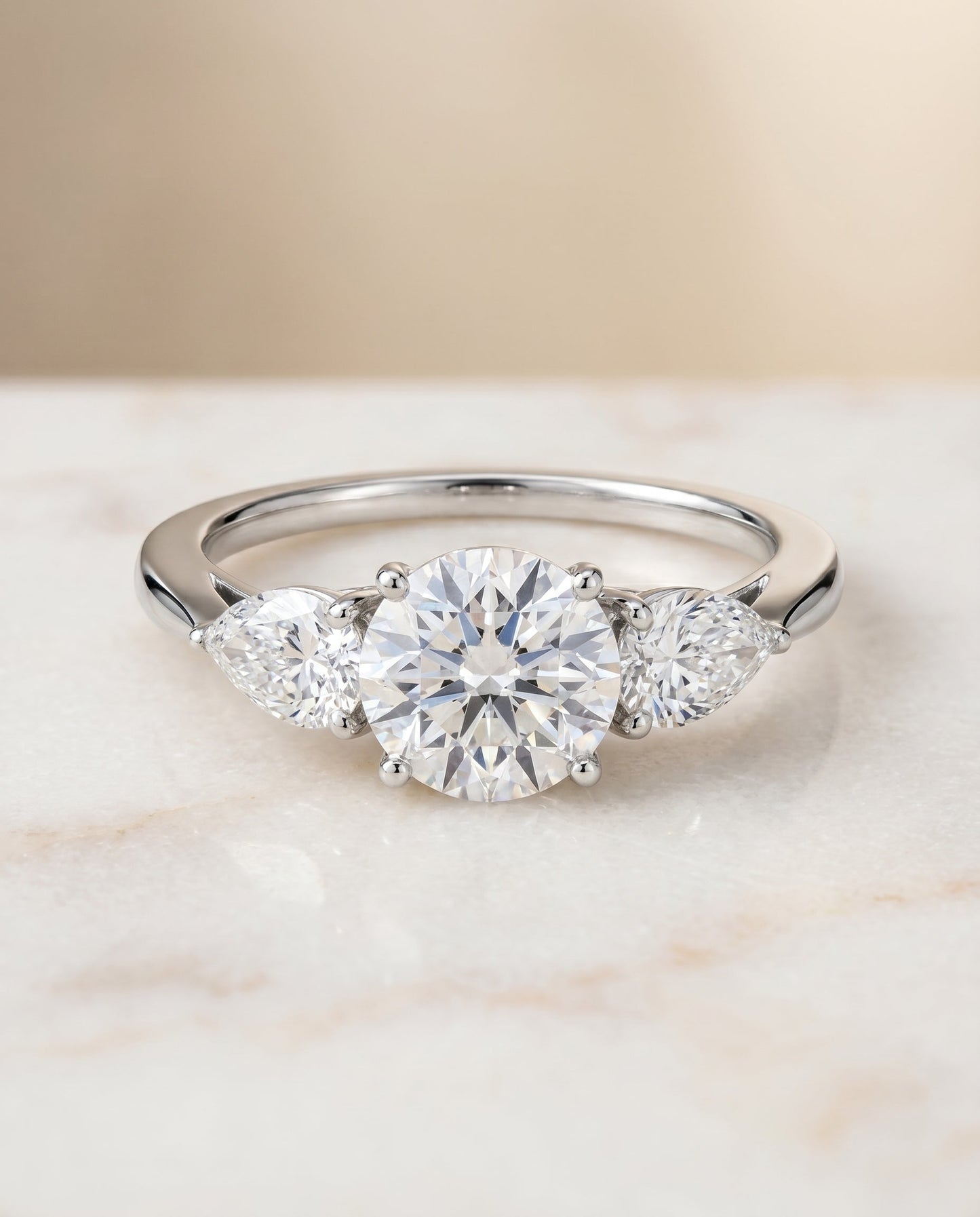 The Angelica Select Three Stone Engagement Ring with Lab Diamond in Platinum - view 1