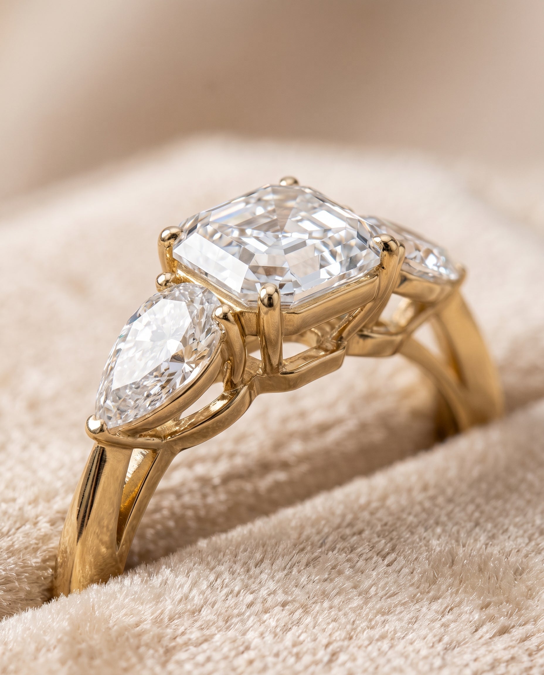 18K Yellow Gold band of The Angelica asscher engagement ring setting | RockHer