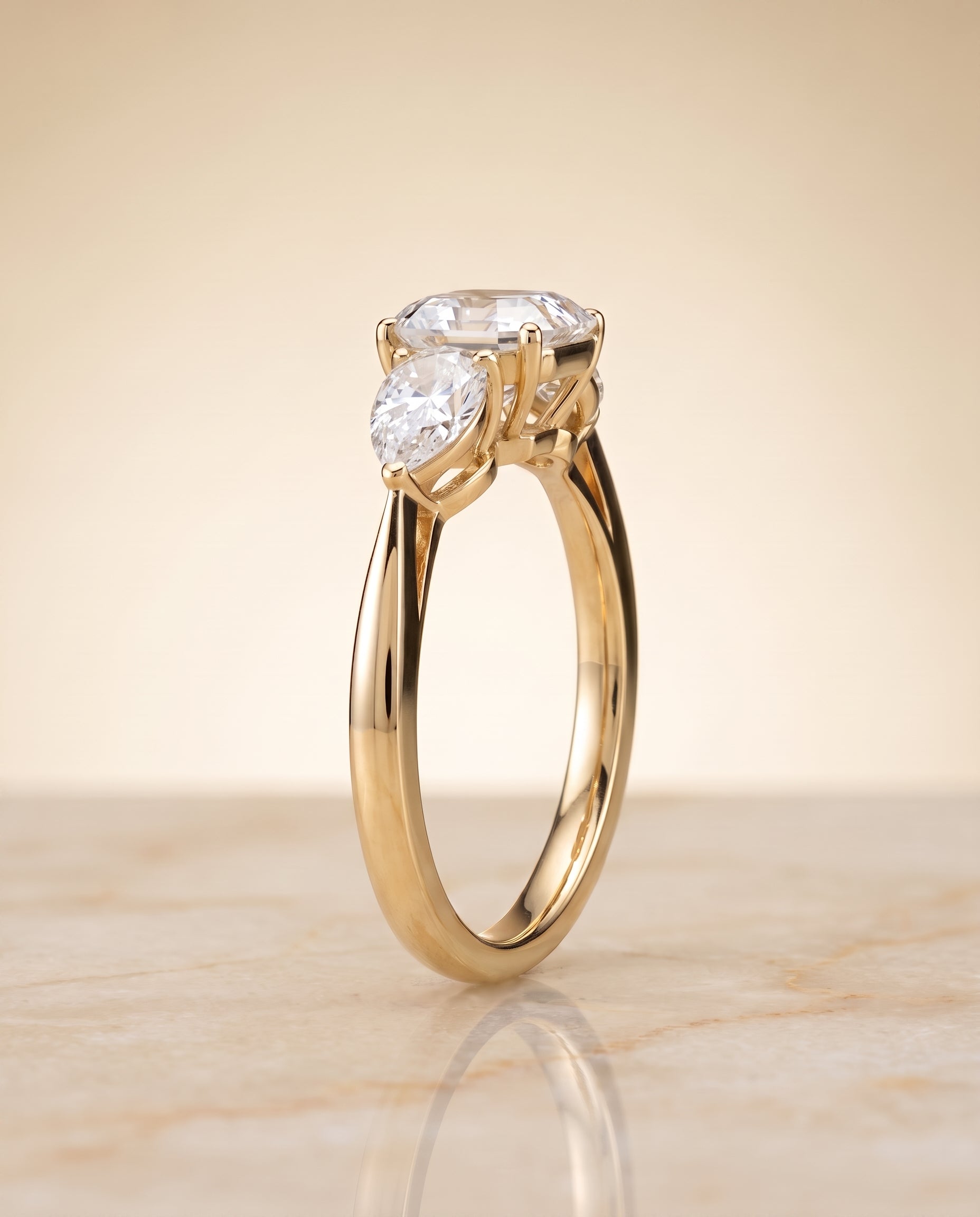 The Angelica setting for asscher diamonds, made to order in 18K Yellow Gold | RockHer