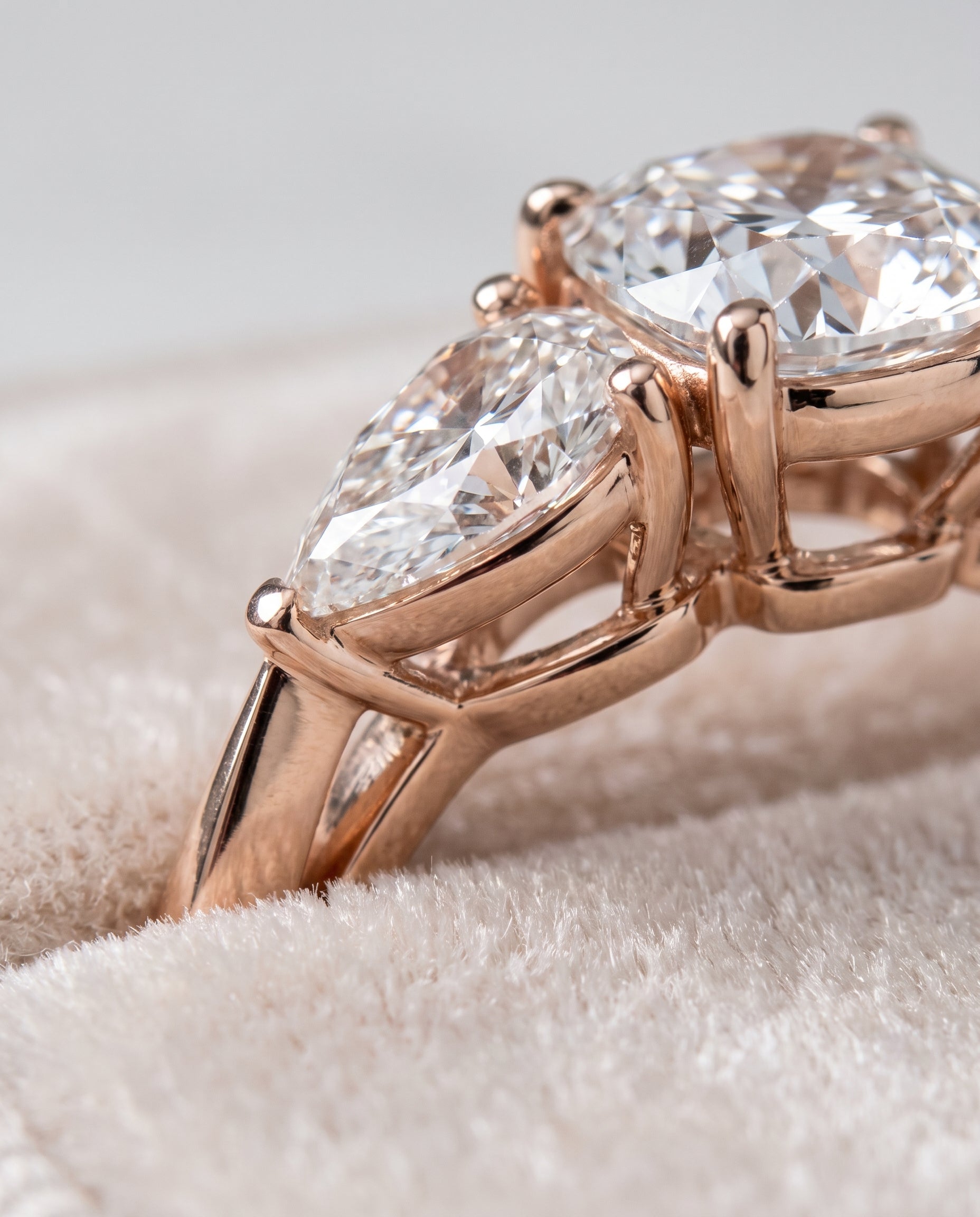 14K Rose Gold band of The Angelica cushion engagement ring setting | RockHer
