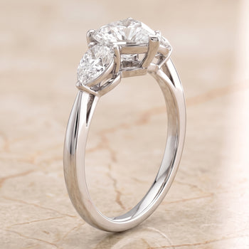 The Angelica Three Stone Matched Heart Engagement Ring Setting in Platinum