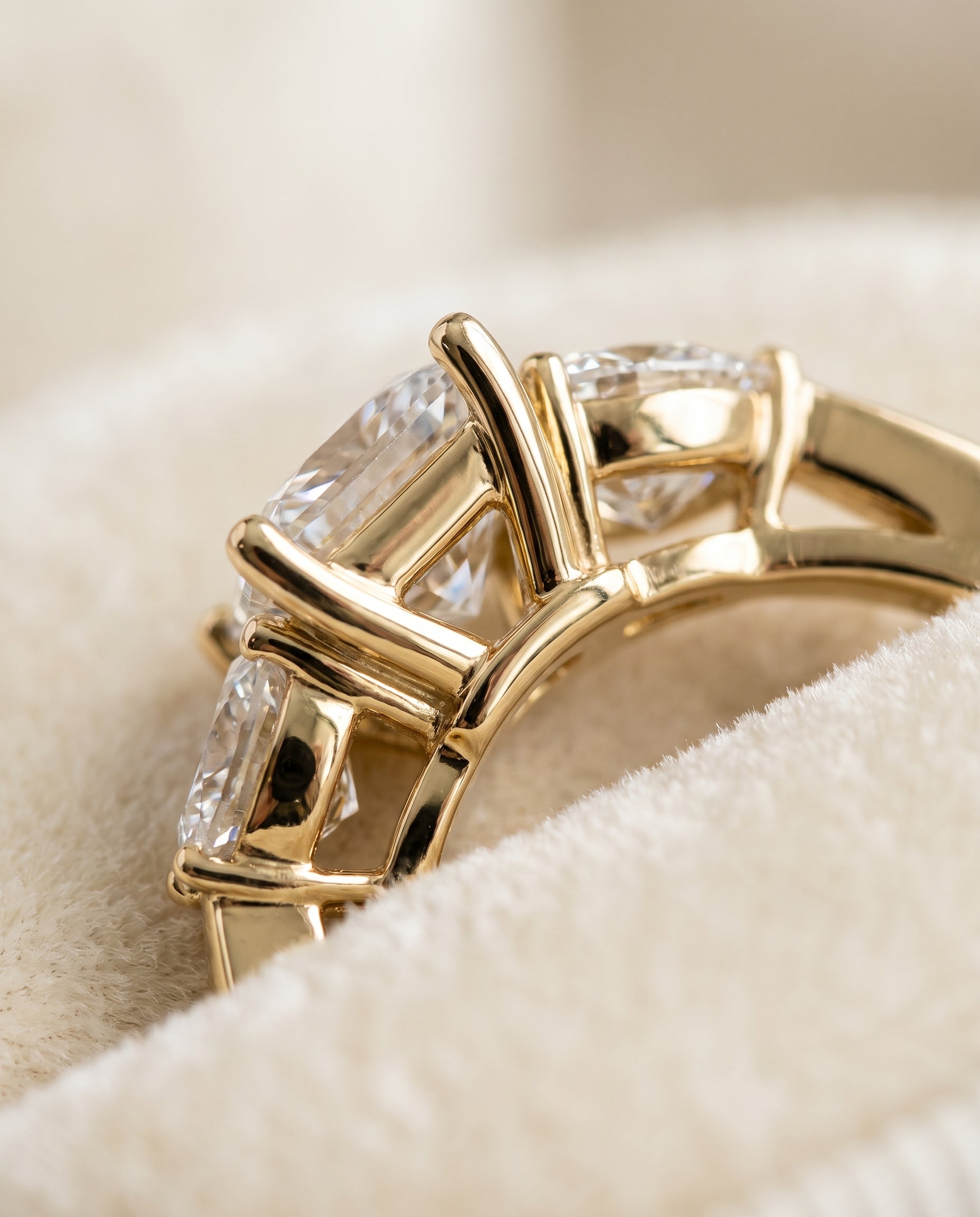 18K Yellow Gold band of The Angelica princess engagement ring setting | RockHer