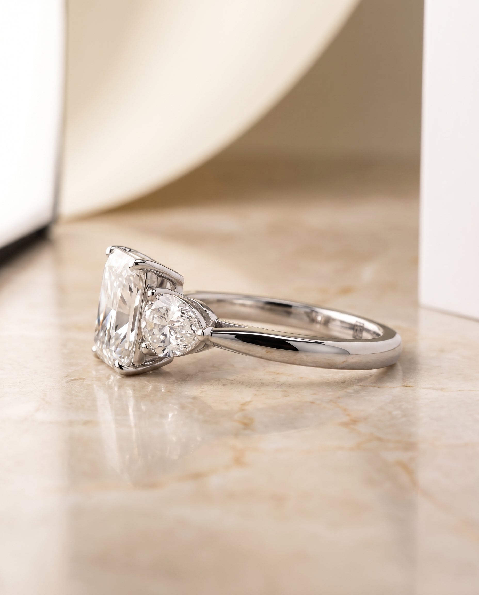 The Angelica setting for radiant diamonds, made to order in Platinum | RockHer