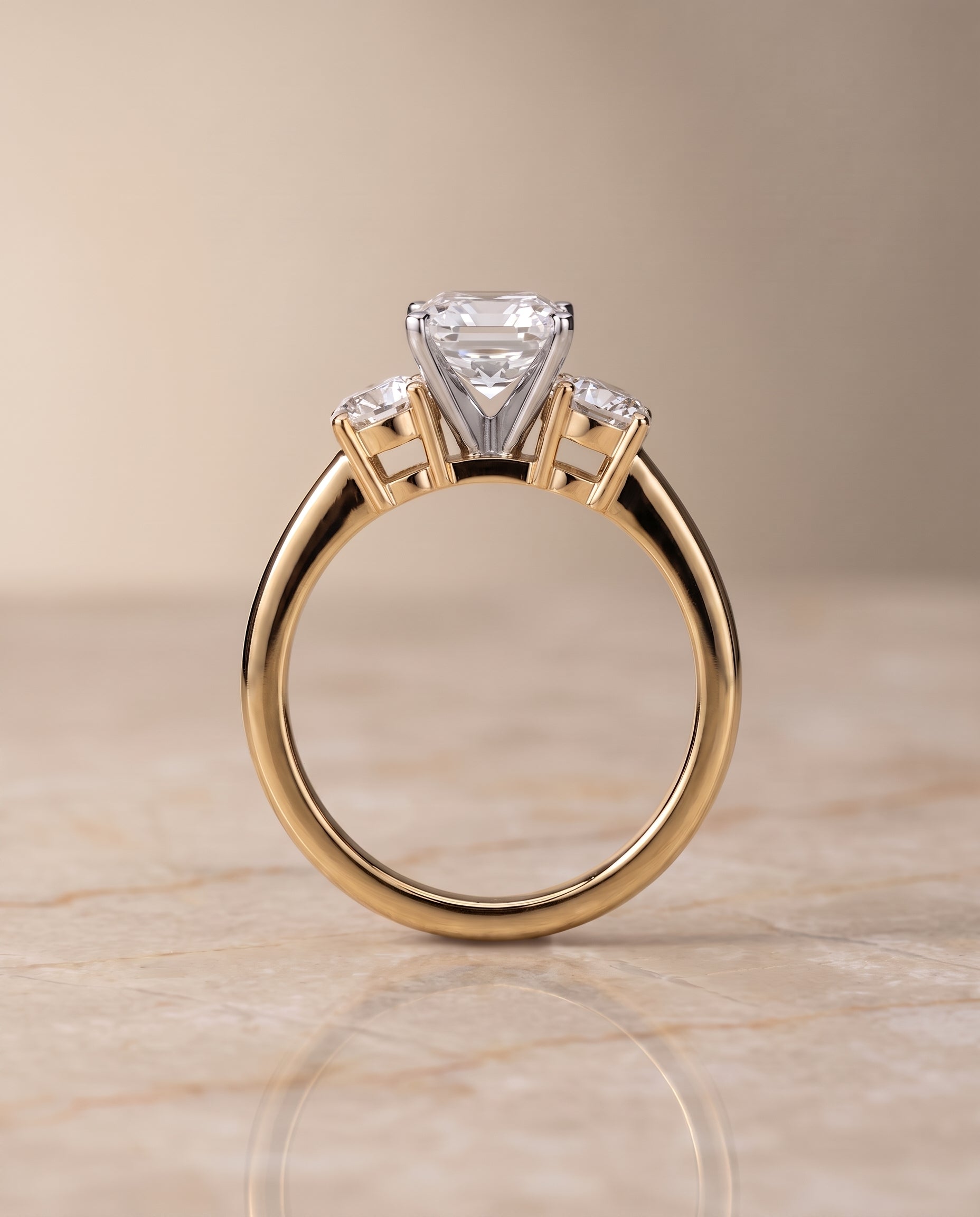The Anita setting for asscher diamonds, made to order in 18K Yellow Gold | RockHer
