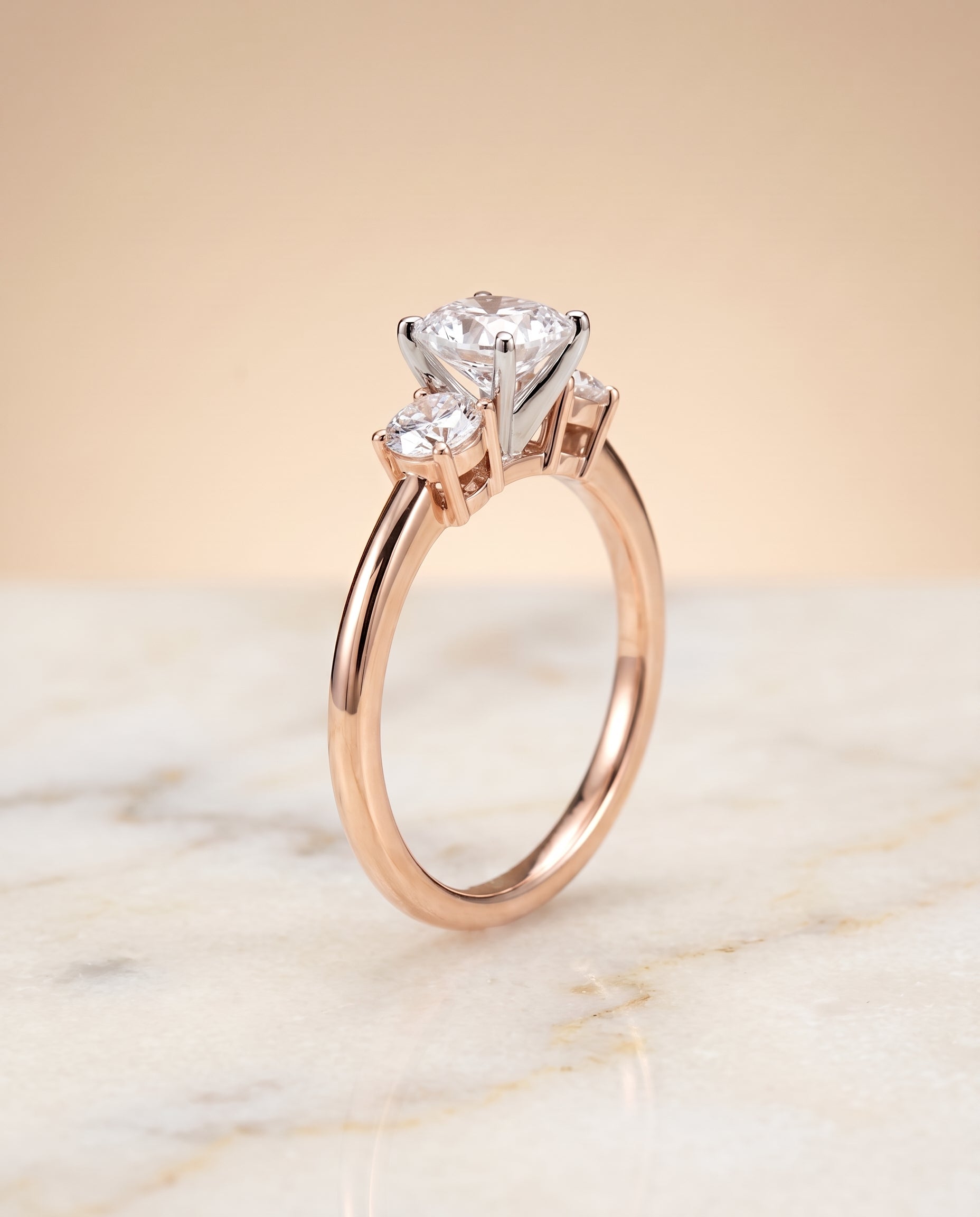 Classic Three Stone Cut styling on The Anita cushion engagement ring setting | RockHer