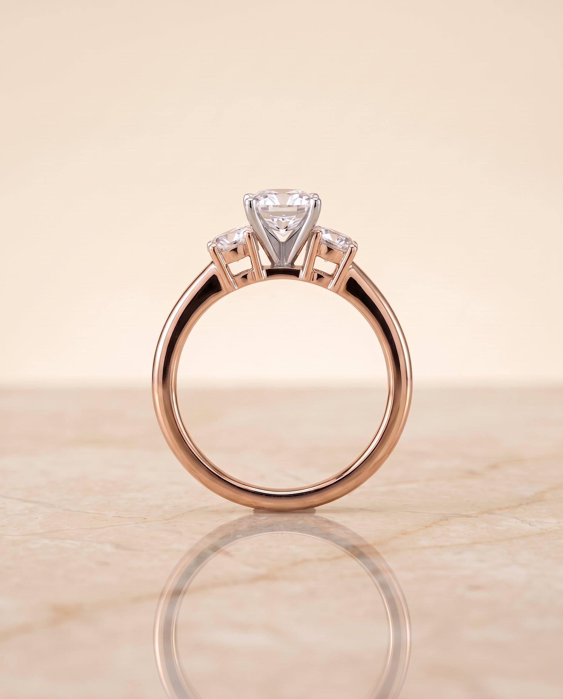 The Anita setting for cushion diamonds, made to order in 14K Rose Gold | RockHer