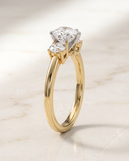 The Anita Classic Three Stone Heart Engagement Ring Setting in 18K Yellow Gold