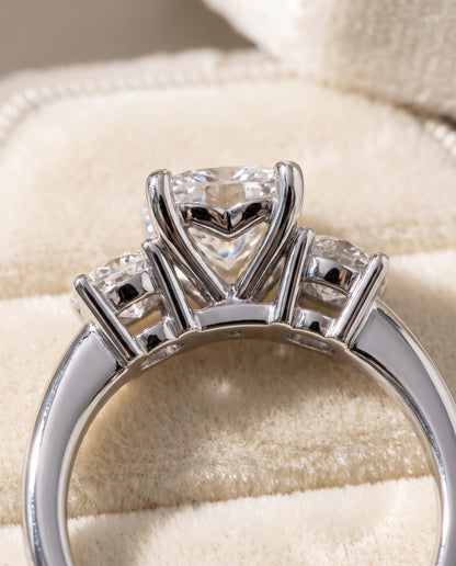 The Anita Classic Three Stone Heart Engagement Ring Setting in Platinum