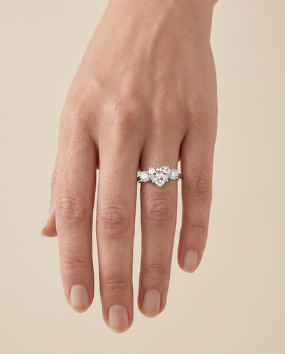 The Anita Classic Three Stone Heart Engagement Ring Setting in Platinum