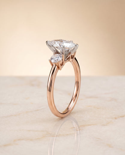 The Anita Classic Three Stone Marquise Engagement Ring Setting in 14K Rose Gold