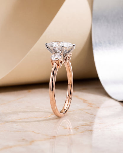 The Anita Classic Three Stone Marquise Engagement Ring Setting in 14K Rose Gold