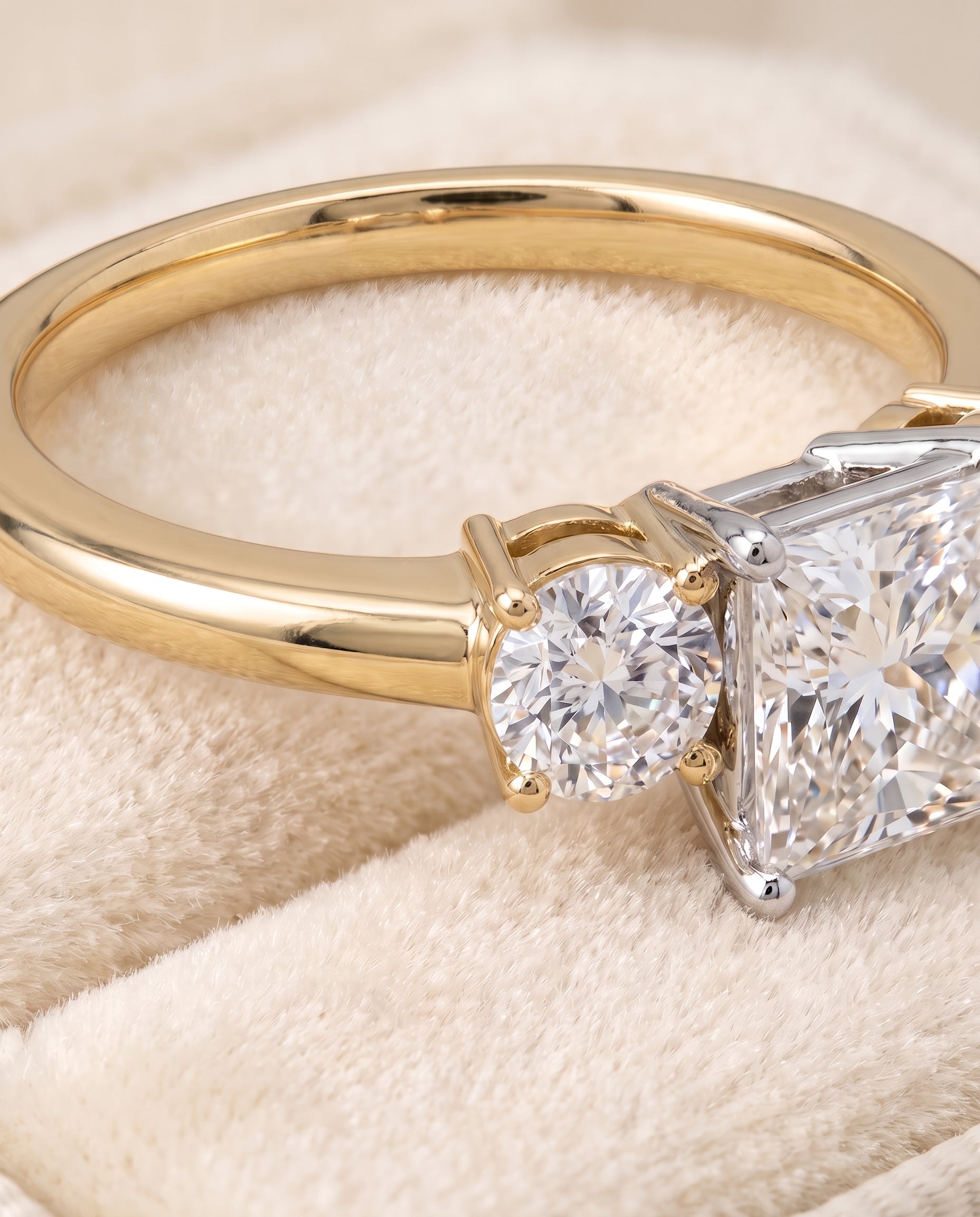 18K Yellow Gold band of The Anita princess engagement ring setting | RockHer