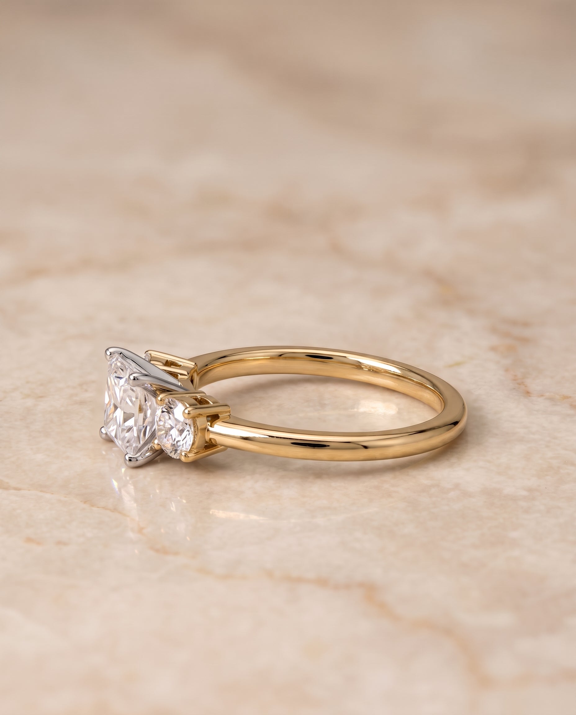 The Anita setting for princess diamonds, made to order in 18K Yellow Gold | RockHer