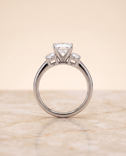 The Anita Classic Three Stone Princess Cut Engagement Ring Setting in Platinum