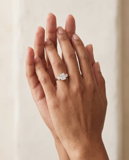 The Anita Classic Three Stone Radiant Cut Engagement Ring Setting in 14K Rose Gold