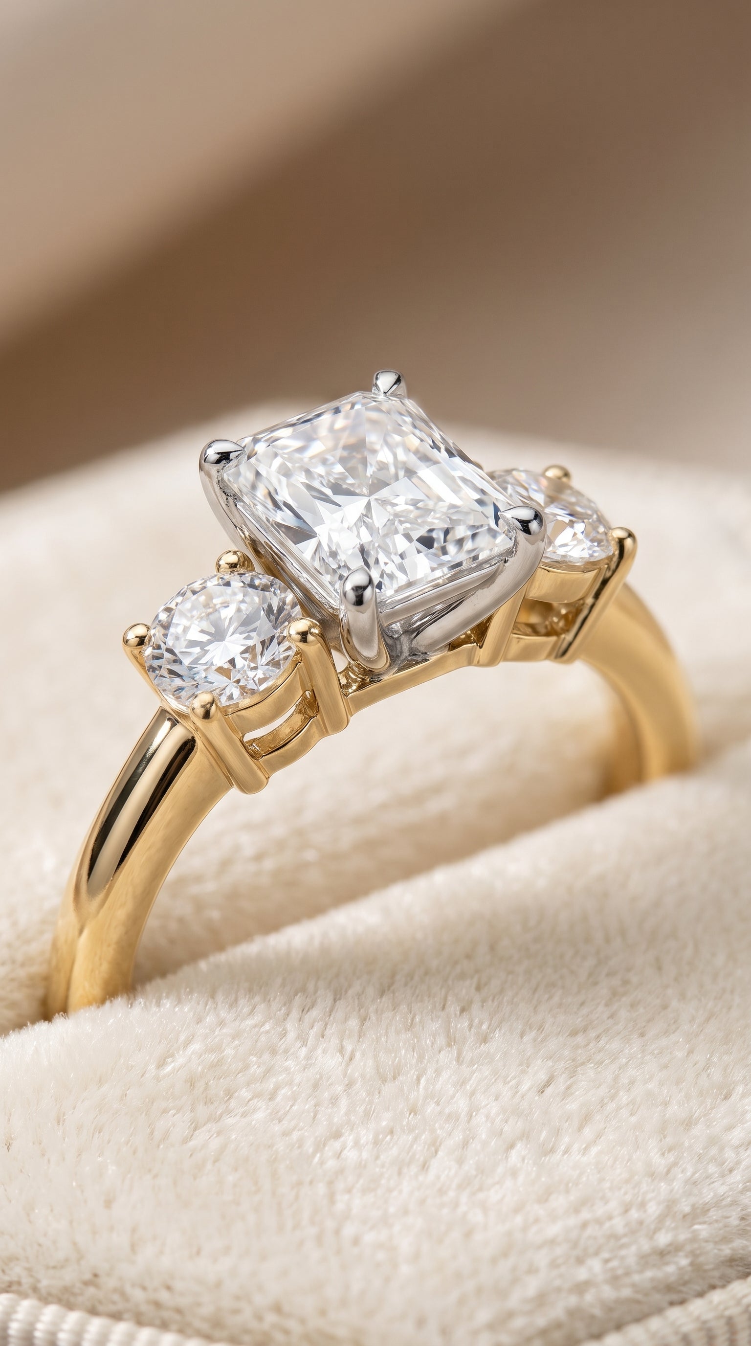 18K Yellow Gold band of The Anita radiant engagement ring setting | RockHer