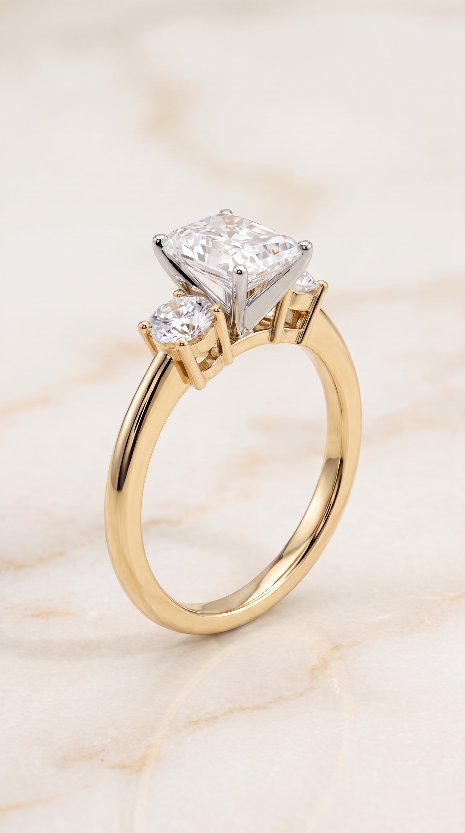 The Anita setting for radiant diamonds, made to order in 18K Yellow Gold | RockHer