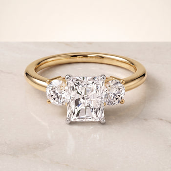 The Anita Classic Three Stone Radiant Cut Engagement Ring Setting in 18K Yellow Gold