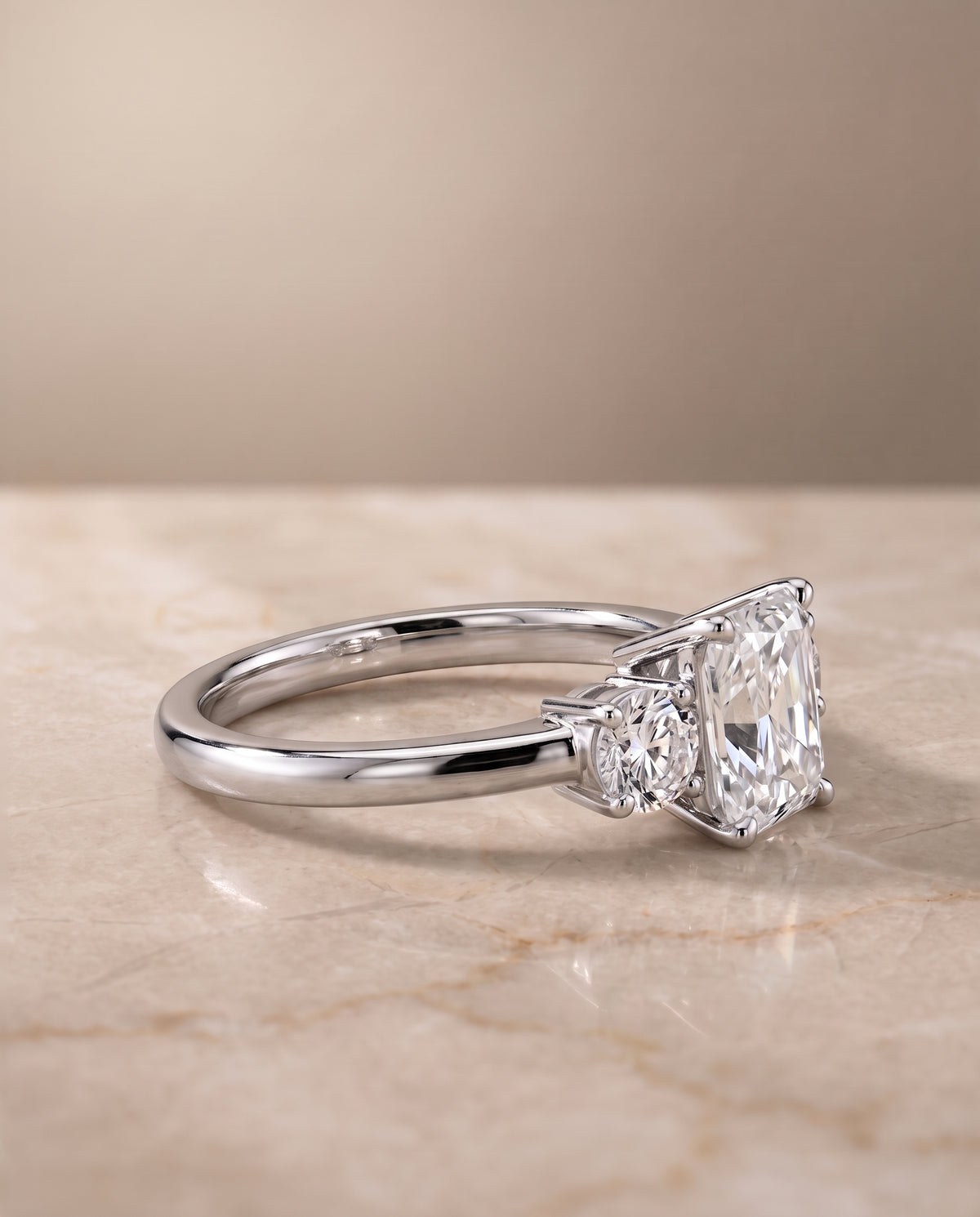 The Anita setting for radiant diamonds, made to order in Platinum | RockHer