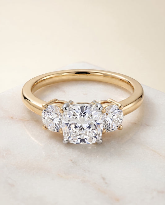 The Anita Select Three Stone Engagement Ring with Lab Diamond in 18K Yellow Gold - view 1