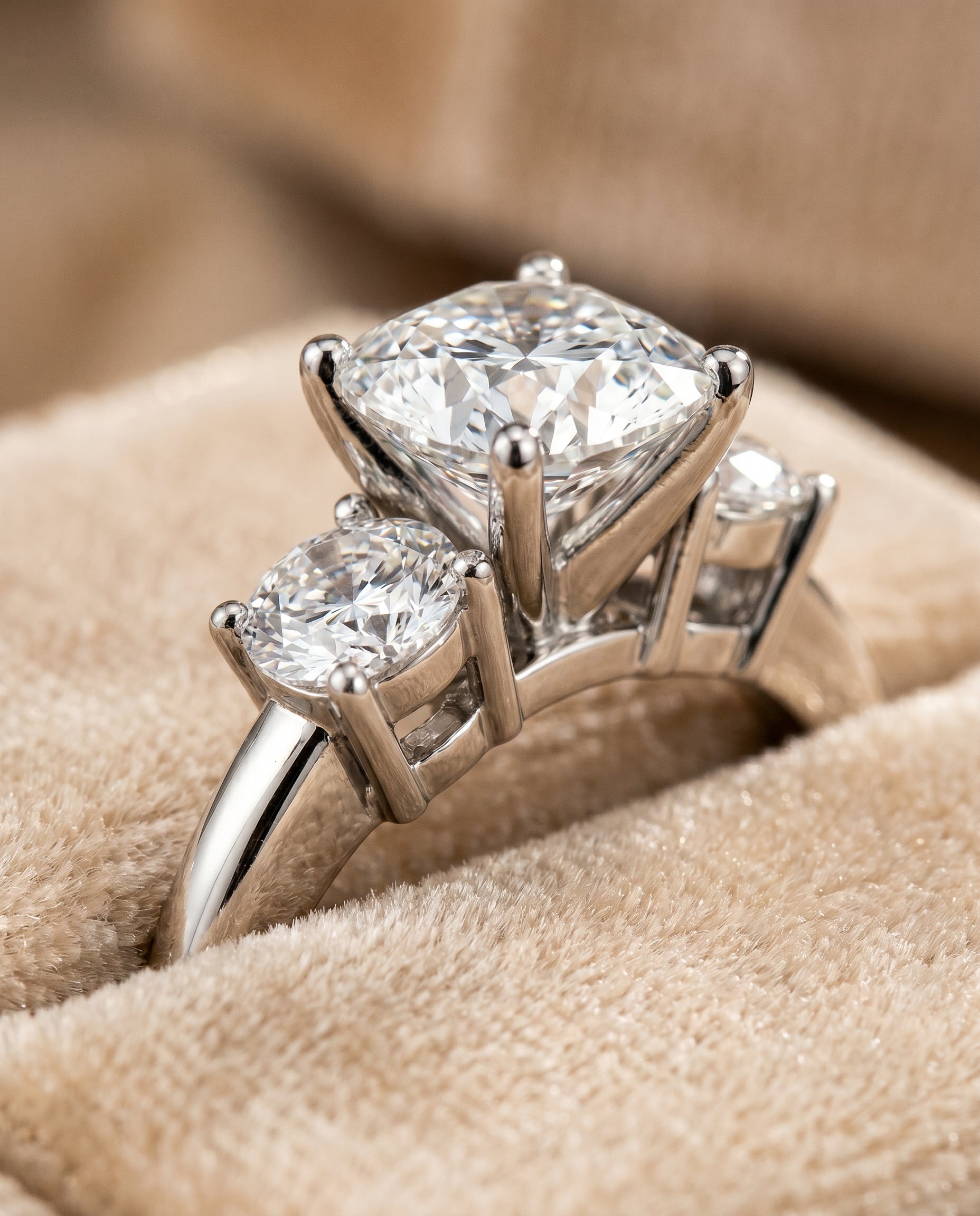 Platinum band of The Anita cushion engagement ring setting | RockHer