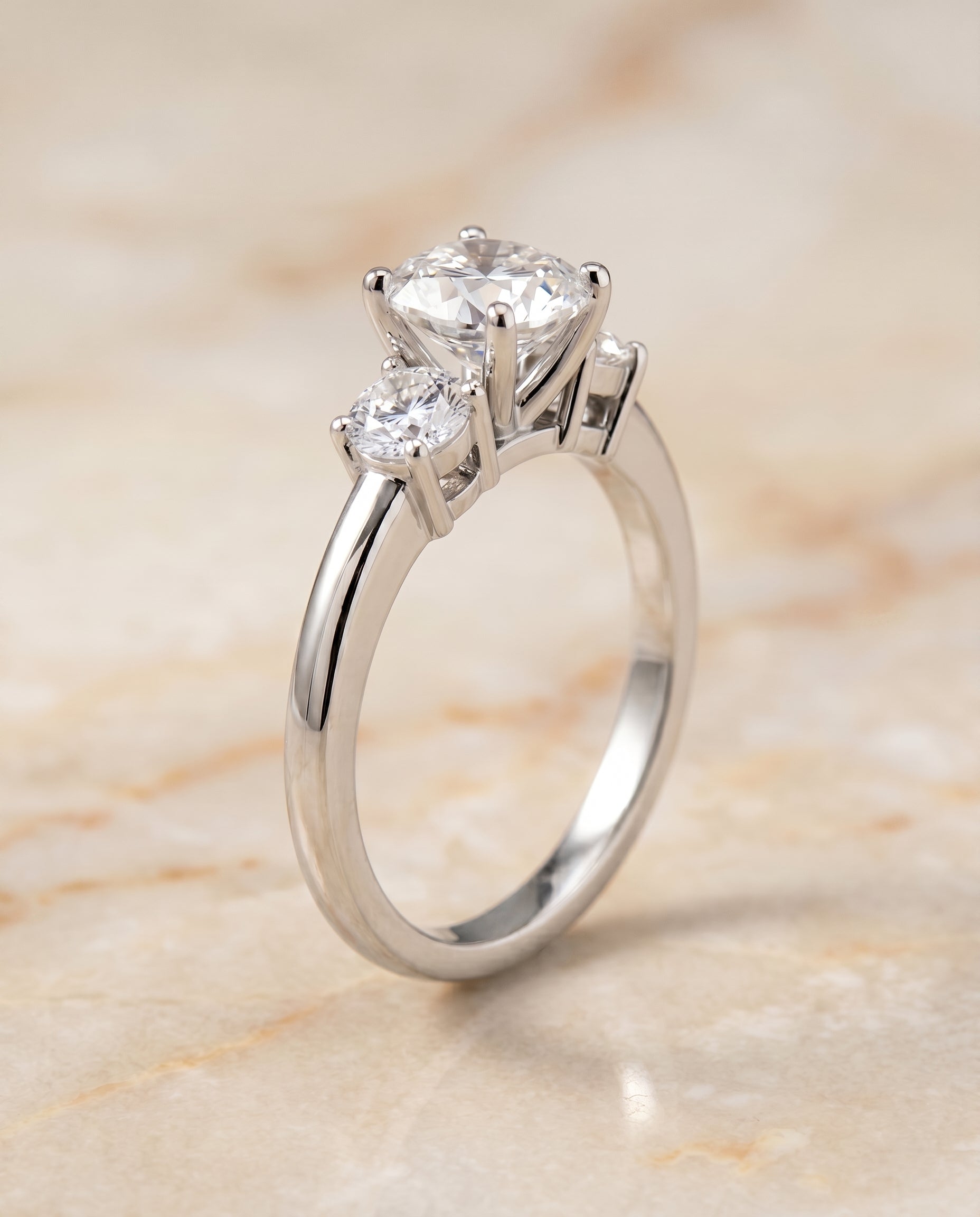 Classic Three Stone Cut styling on The Anita cushion engagement ring setting | RockHer