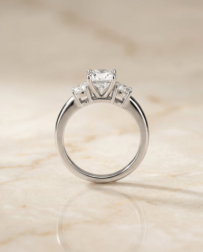 The Anita Classic Three Stone Cushion Cut Engagement Ring Setting in 18K White Gold